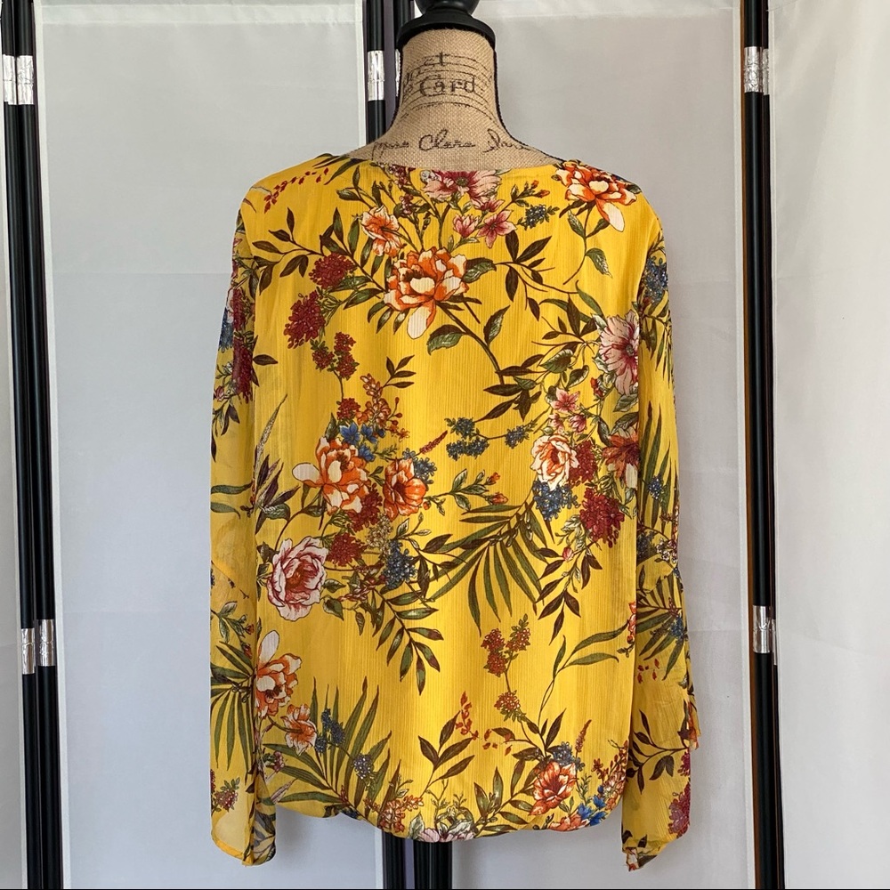 ALYX Yellow Floral Print Woven Blouse Sz XL - Picture 3 of 15